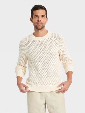 Men Open-Work Crewneck Sweater - Goodfellow & Co